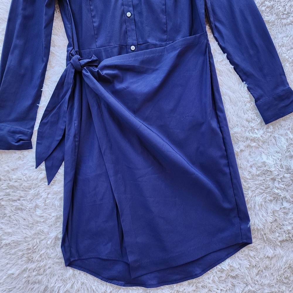 Untuckit Amelia Long Sleeve‎ Navy Shirt Dress - Picture 4 of 6